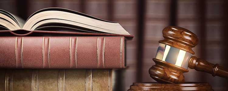 Judge gavel and books on truck accidents.